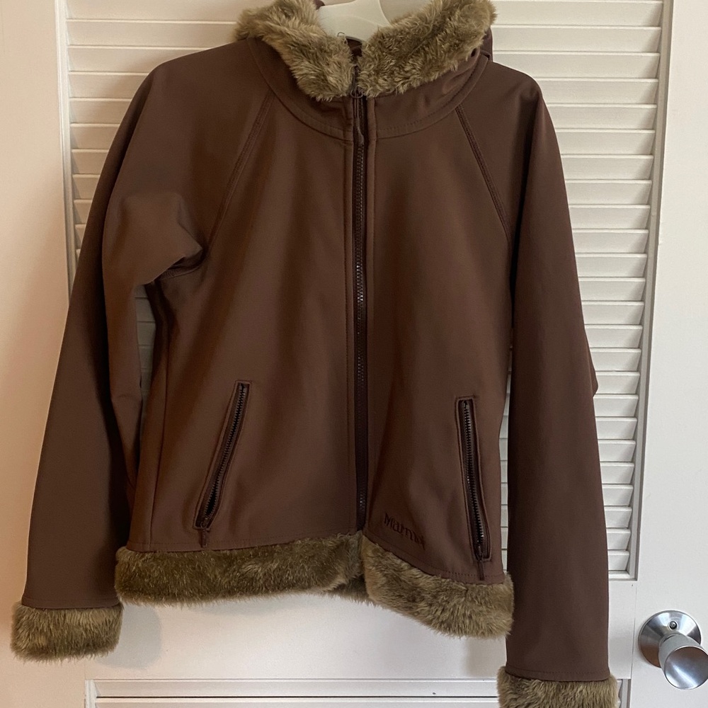Marmot Faux Fur Hooded Soft Shell Jacket